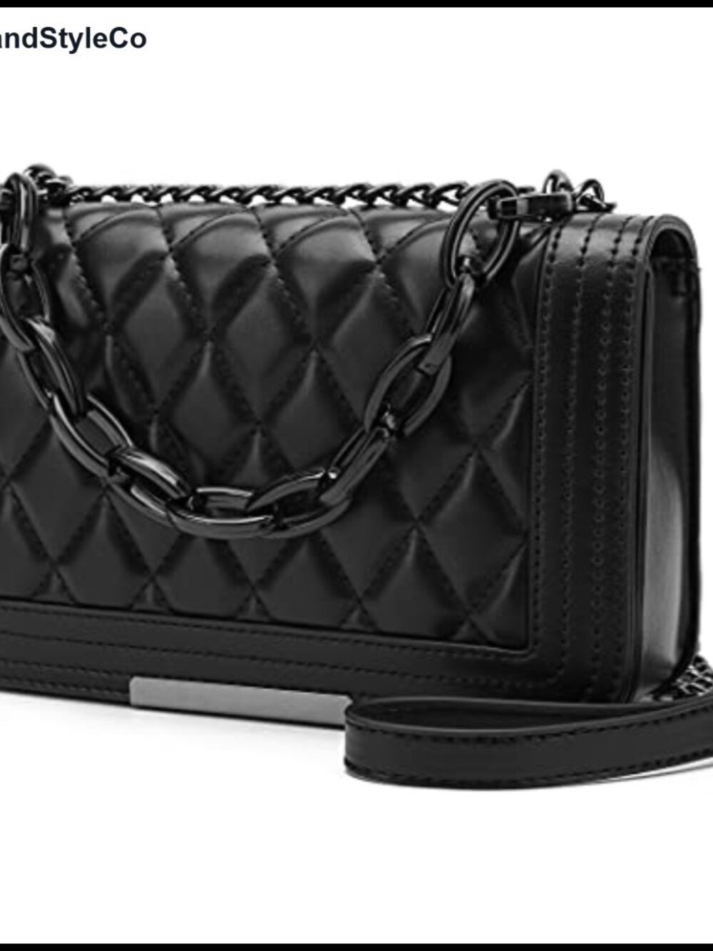 Quilted Faux Leather Crossbody Bag Convertible Chain Strap Satchel